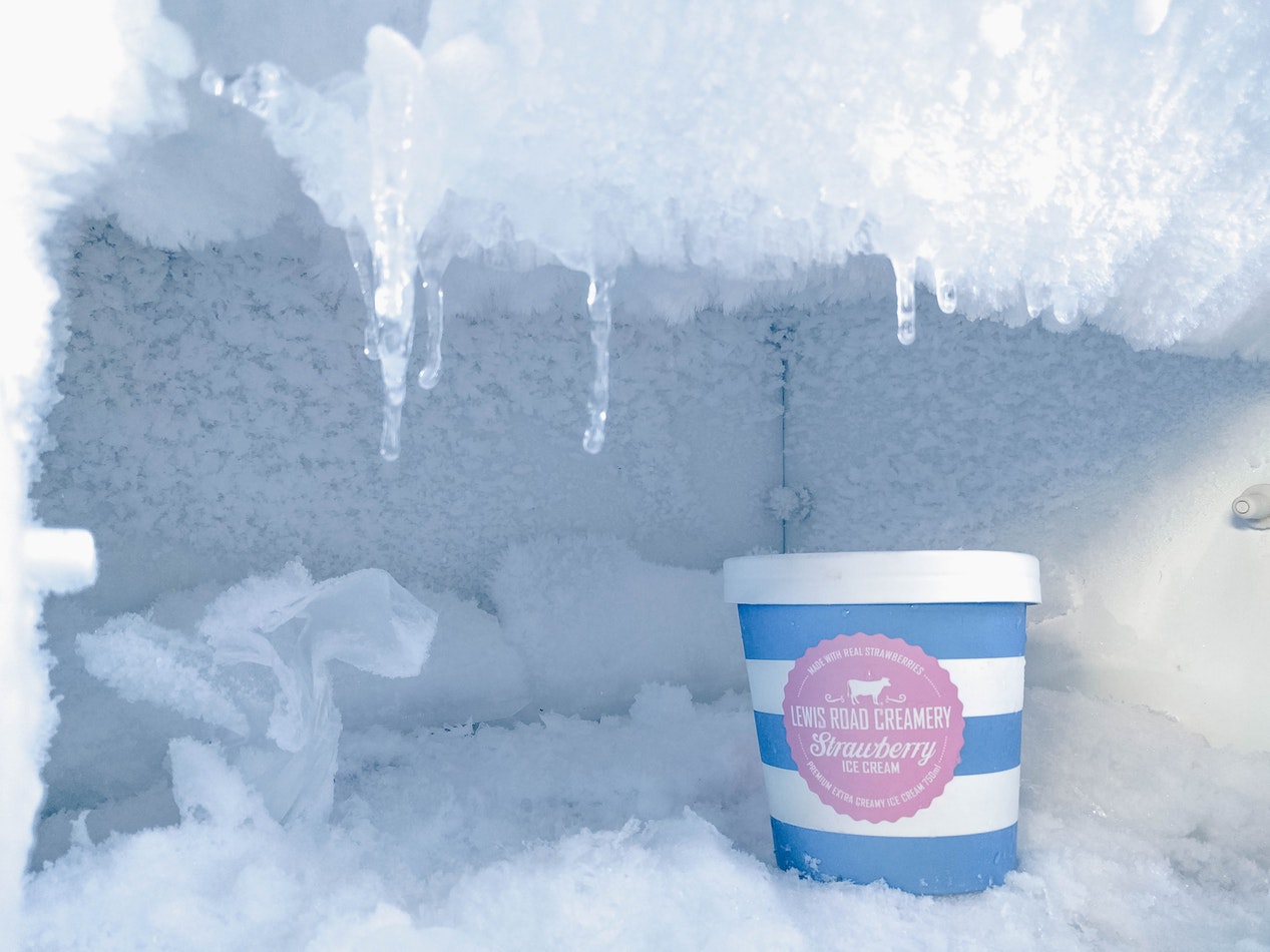 ice cream in freezer