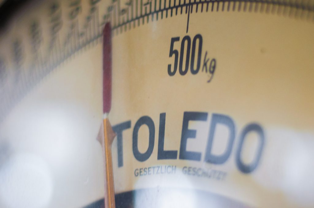 a scale showing weight