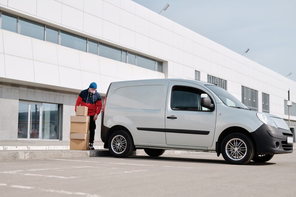 delivery driver with boxes