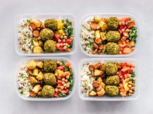 Prepared food in delivery containers